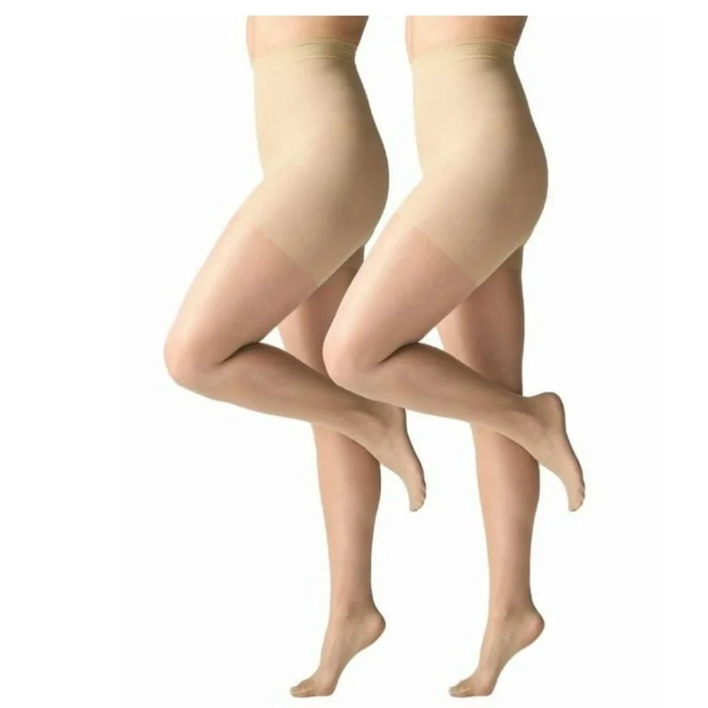 Silk Impressions Ultra Fine Sheer Pantyhose 2-Pair Small Beige 15 Denier Control